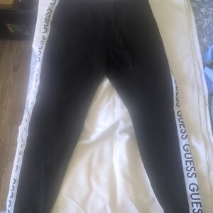 Guess Black Joggers with Logo Side Stripes